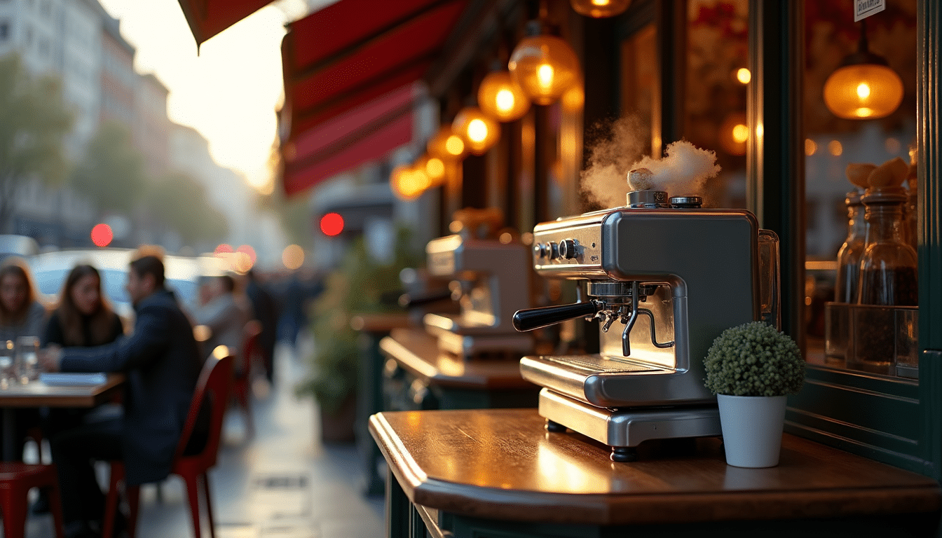 Italian café in an international city symbolizing global food influence.