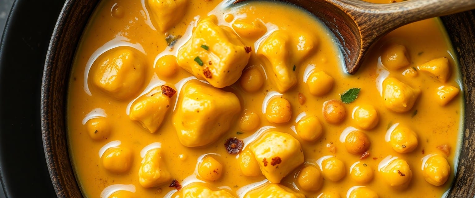 Creamy vegetarian curry with cauliflower and chickpeas