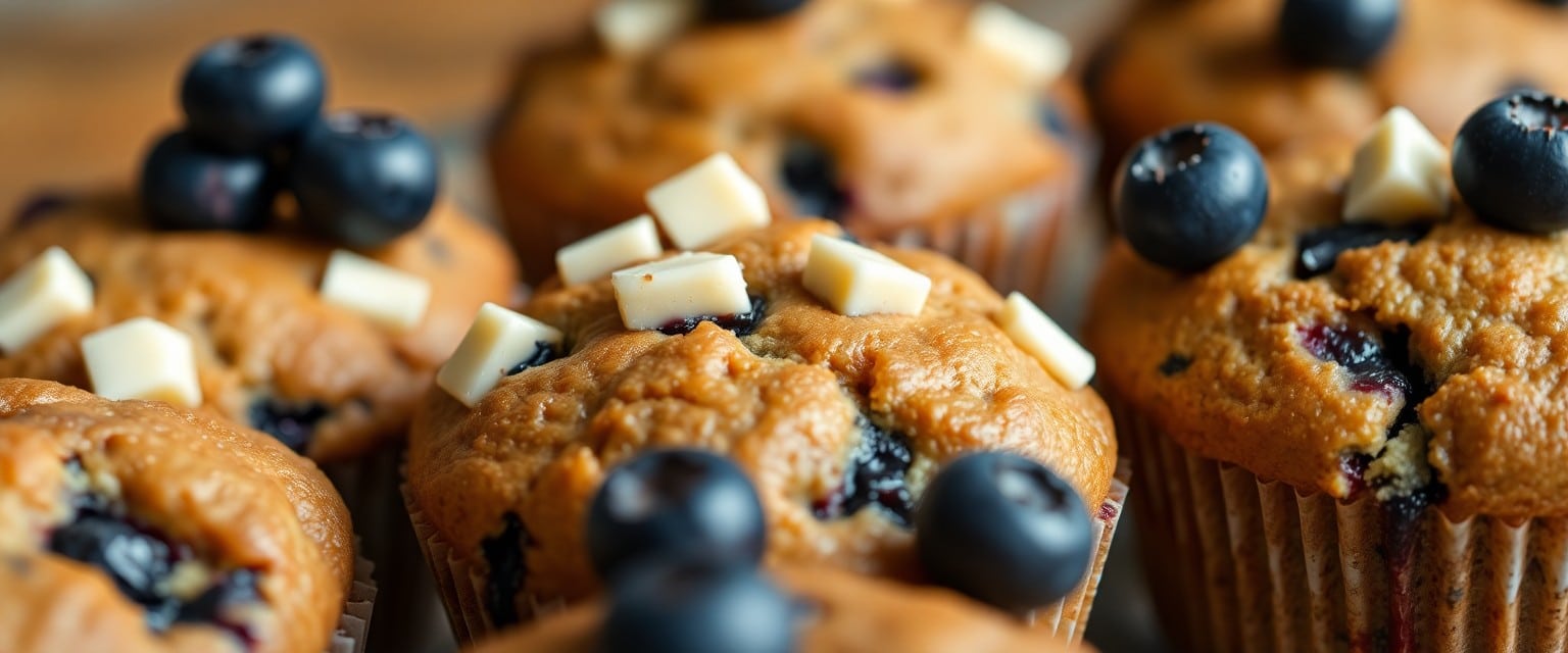 Gluten‑free chocolate blueberry muffins with white chocolate