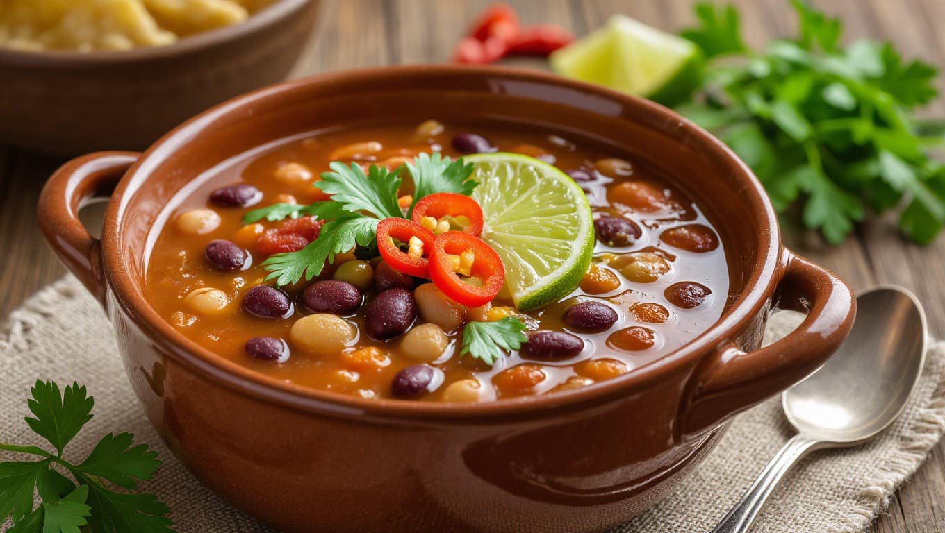 Jamie Oliver Low Calorie Recipes – Mexican bean soup under 350 calories.