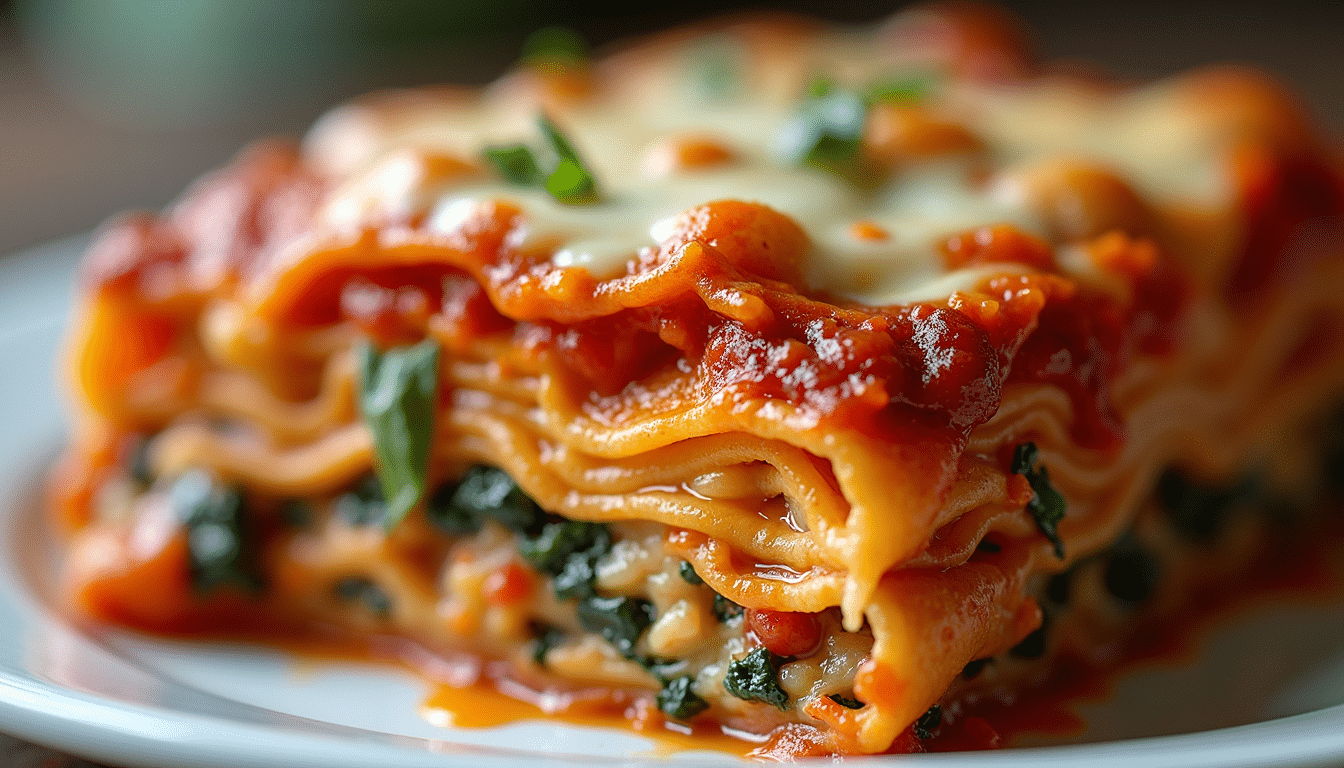 Jamie Oliver vegan lasagne with roasted vegetables and dairy-free béchamel sauce.