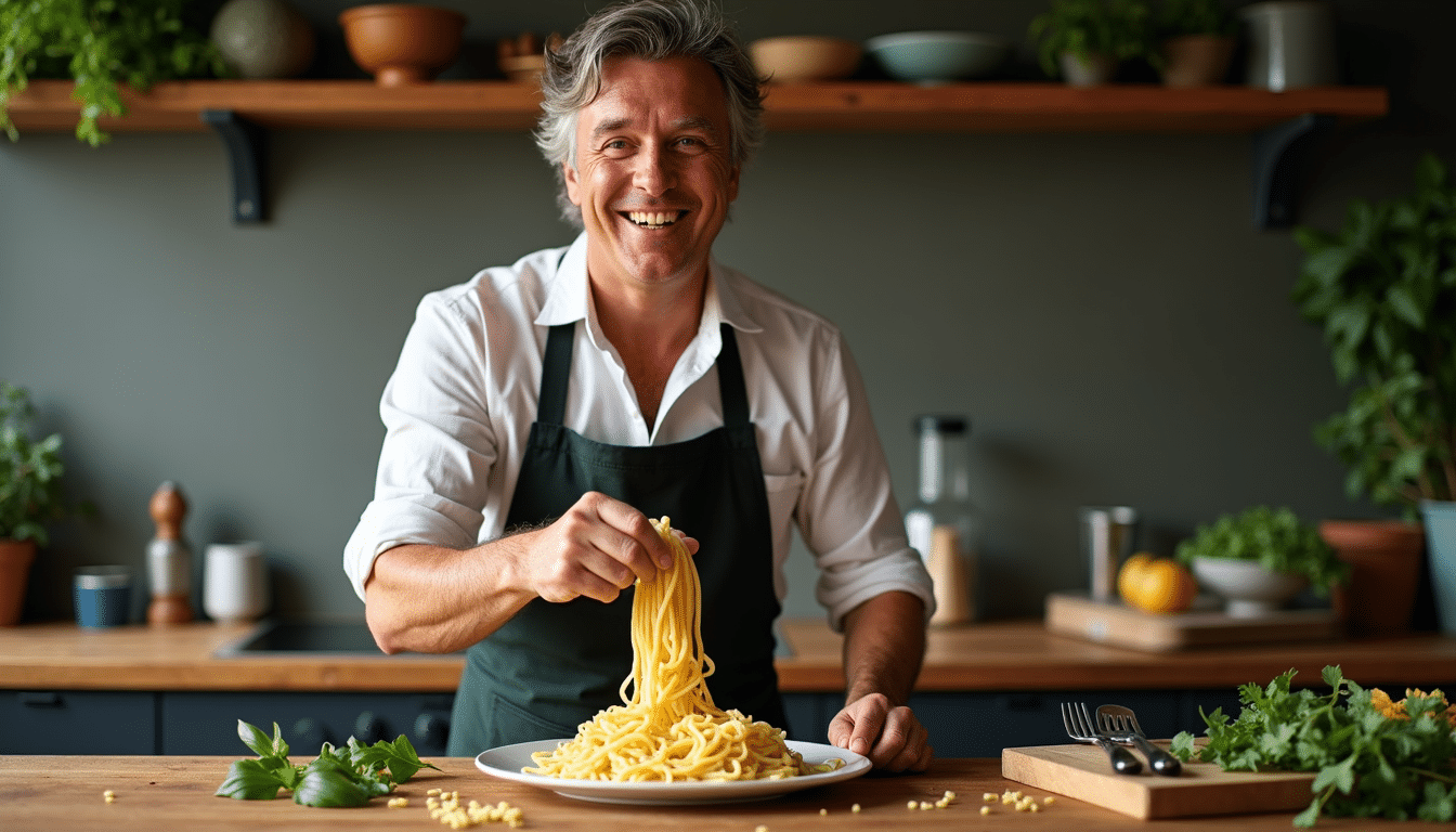 Jamie Oliver serving his famous Instagram pasta dish.