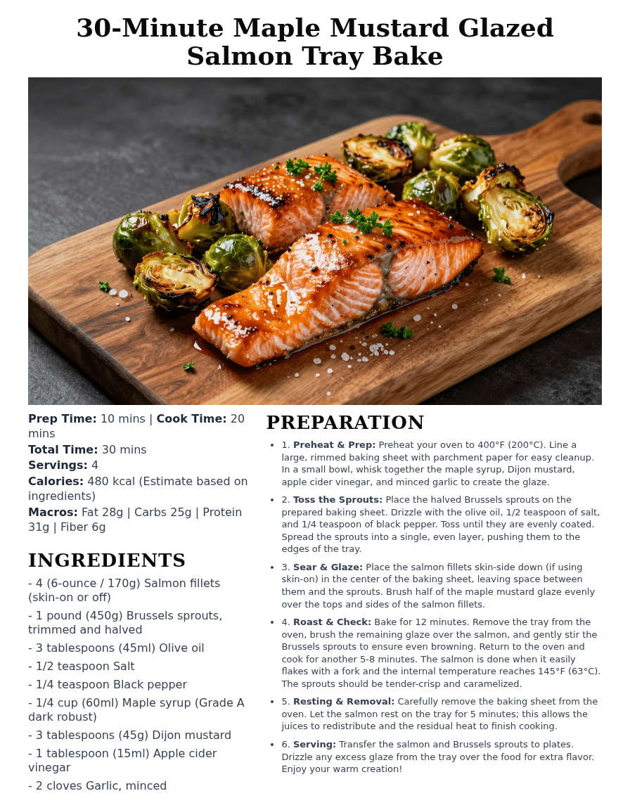 Maple mustard glazed salmon tray bake easy one pan dinner
