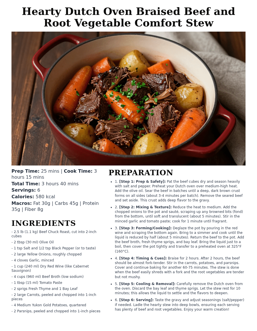 Dutch oven braised beef and root vegetable comfort stew one pot meal